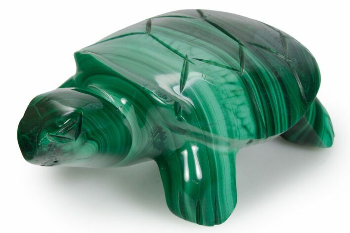 Flowery Malachite Turtle Carving - DR Congo #349341